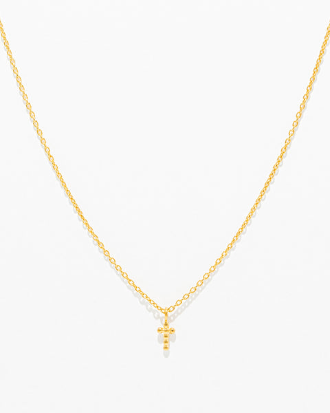 Collar de cruz de oro con mini bolas de alambre