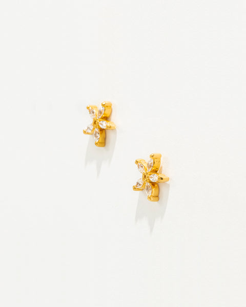 Pendientes Flor de ORO con Circonitas