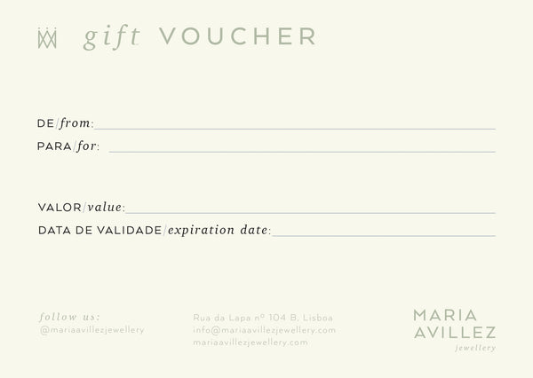 Gift Voucher Maria Avillez Jewellery