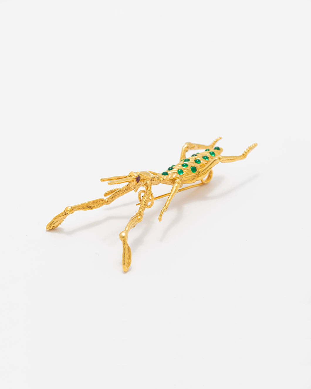 Praying Mantis Pin with Green Onyx