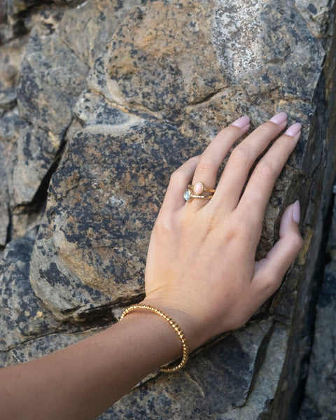 Hammered Ring with Oval Stone