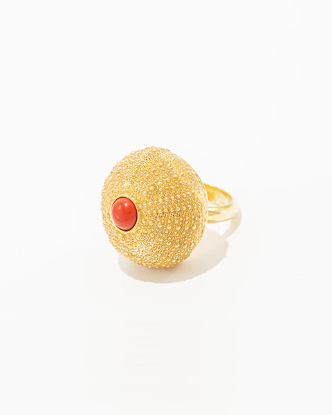 Sea Urchin Ring with Turquoise/Coral