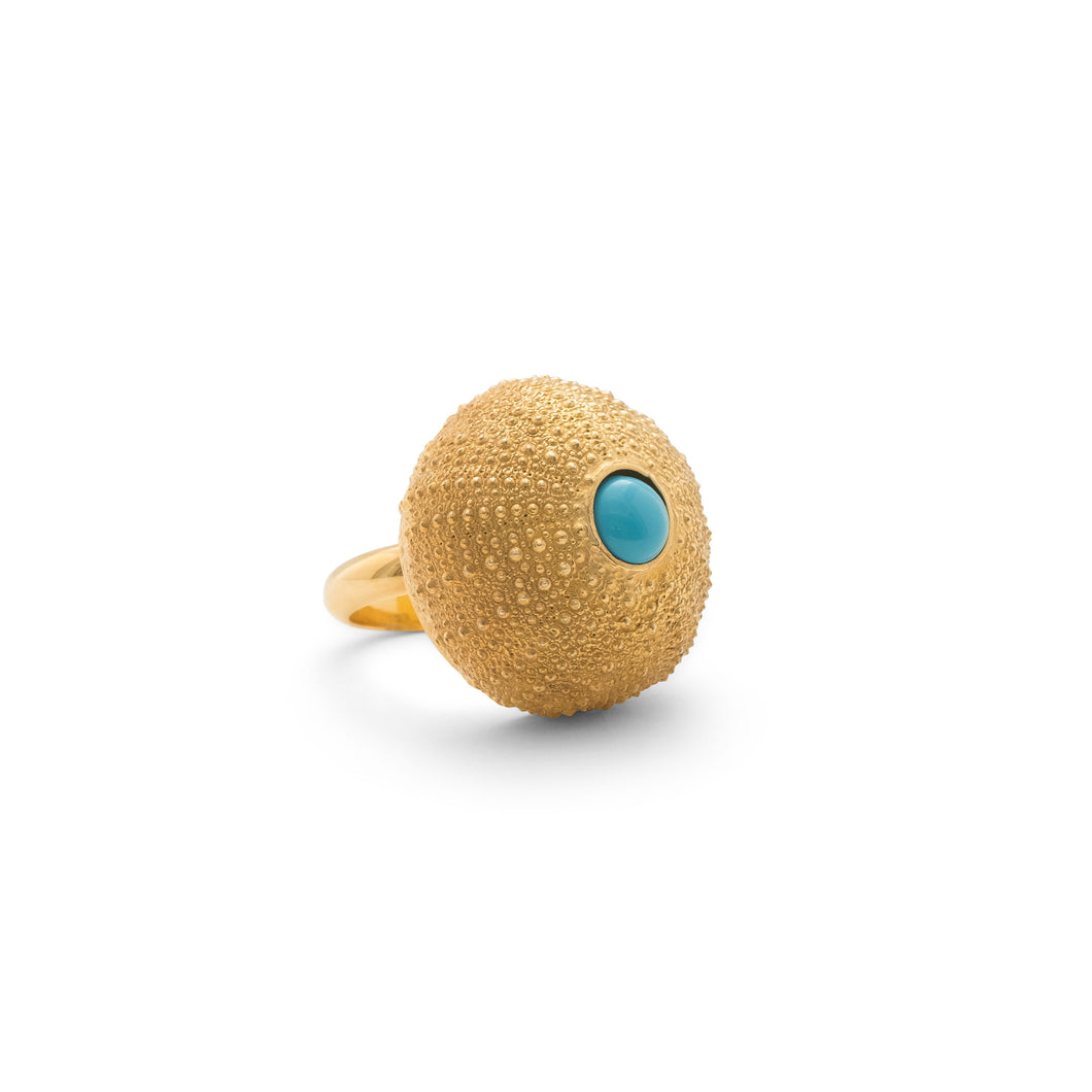 Turquoise/Coral Sea Urchin Ring