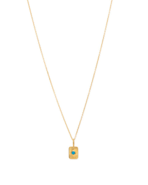 Collar de placa rayada con turquesa