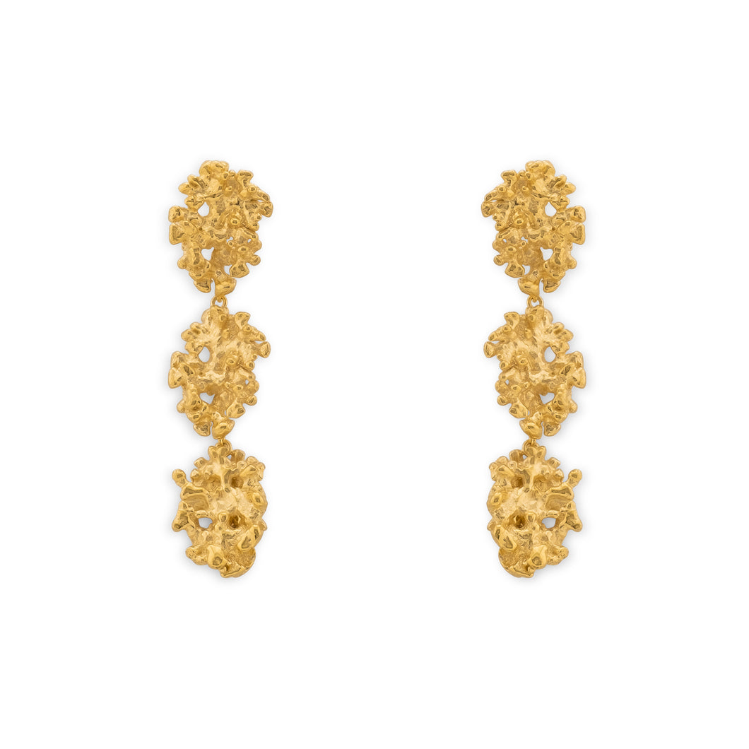 Triple Amalgam Coral Earrings