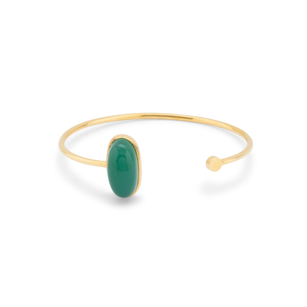 Open Bracelet with Green Agate